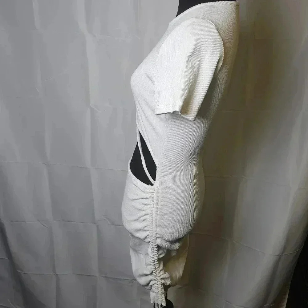 American Threads Rib Cut White Dress SZ M - Picture 5 of 12